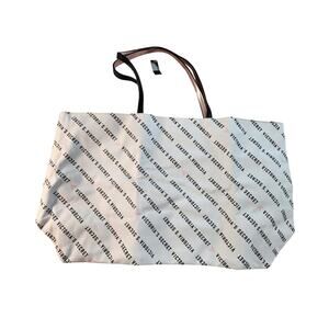 Victoria's Secret White Logo Zippered Tote Bag
